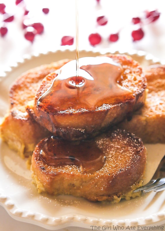 Eggnog French Toast - bread soaked overnight in an eggnog mixture and baked in the morning. the-girl-who-ate-everything.com