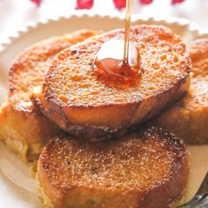 Eggnog French Toast - bread soaked overnight in an eggnog mixture and baked in the morning. the-girl-who-ate-everything.com
