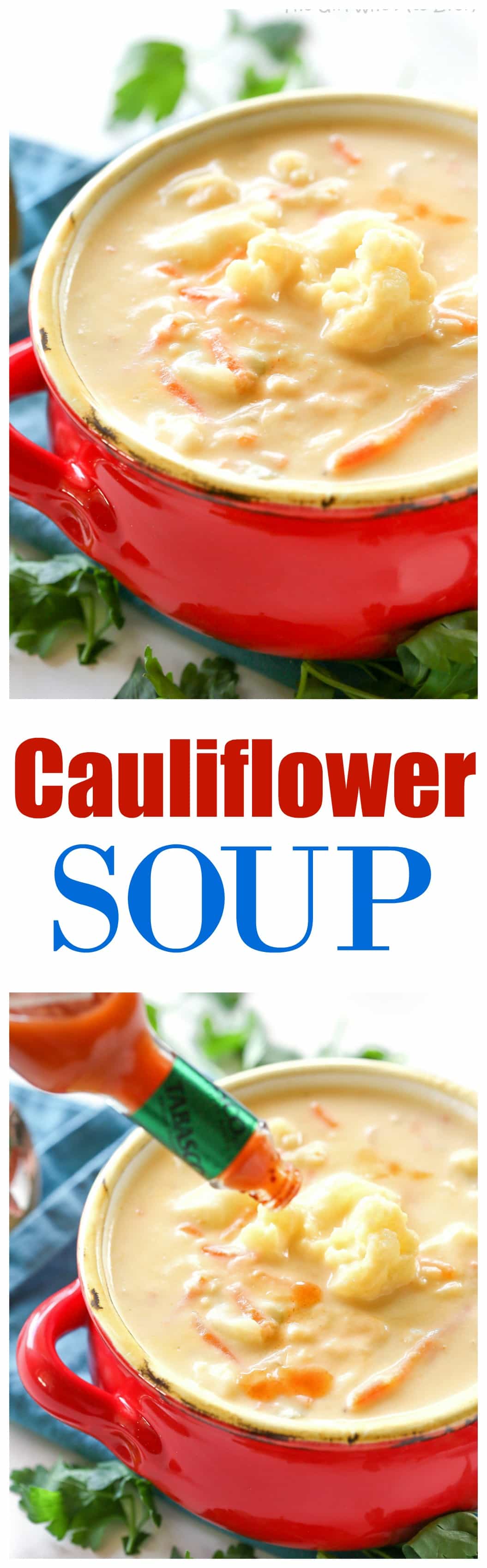 Cauliflower Soup - creamy soup filled with vegetables to warm you on a chilly night. #cauliflower #soup #recipe #healthy #vegetable