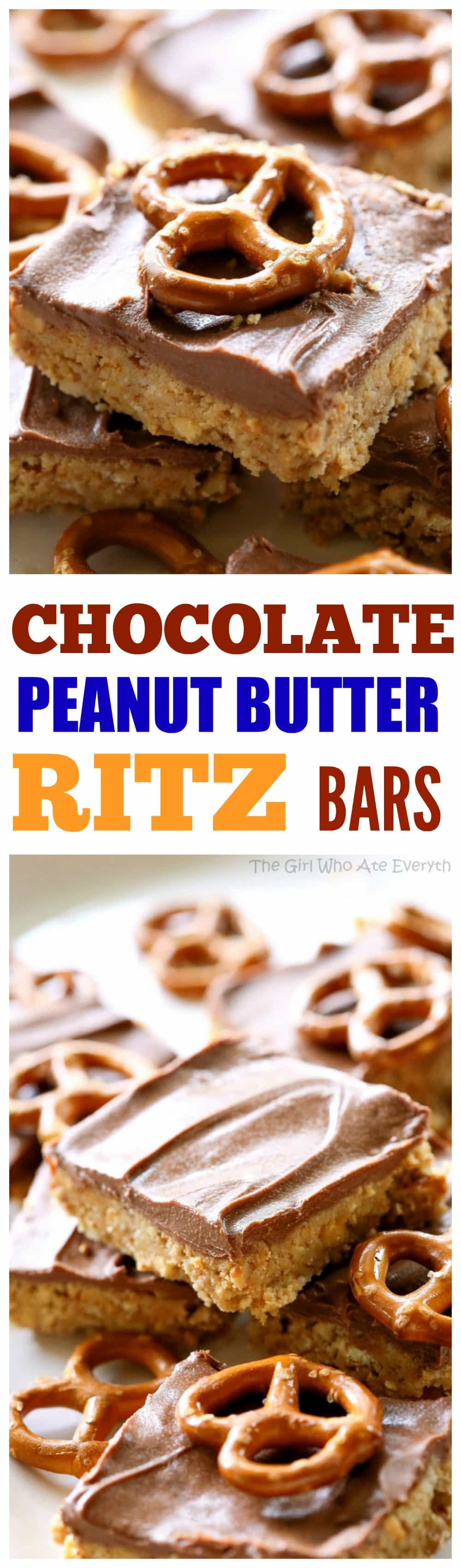Chocolate Peanut Butter Pretzel Ritz Bars - peanut butter and chocolate bars that are out of this world. the-girl-who-ate-everything.com
