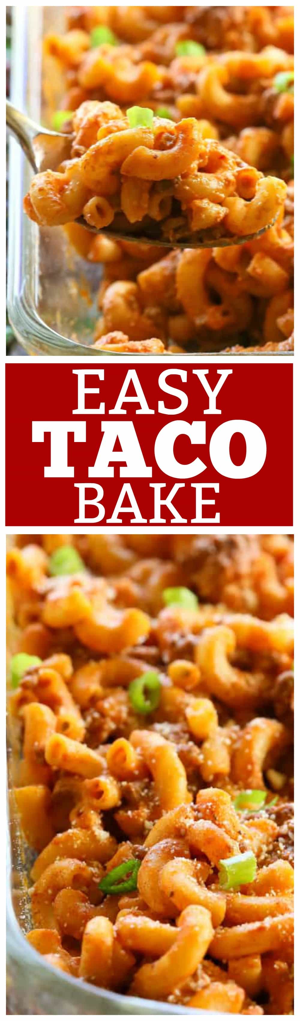 This Taco Pasta Casserole is a pasta dish that tastes just like a taco. It can easily be made ahead of time and freezes great. #easy #taco #pasta #casserole #bake #recipe