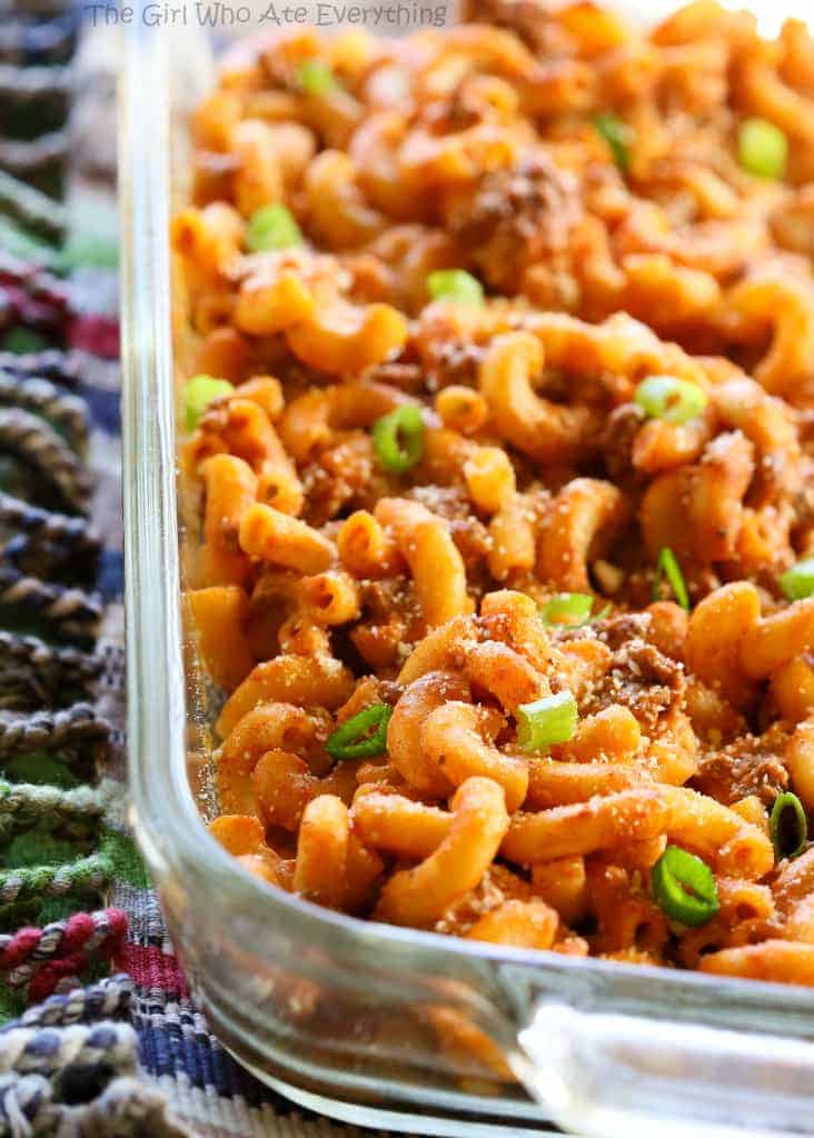 Easy Taco Bake - A pasta dish that tastes like a taco! the-girl-who-ate-everything.com