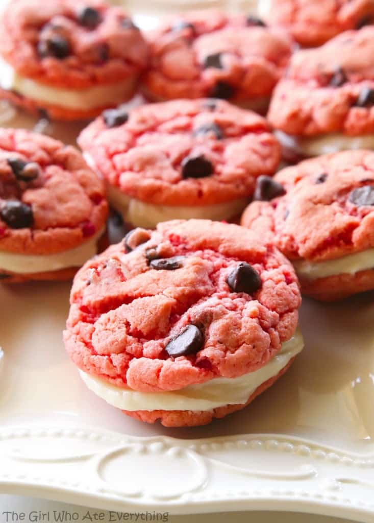 Strawberry Chocolate Chip Oreos - think of it as chocolate covered strawberry Oreos. the-girl-who-ate-everything.com