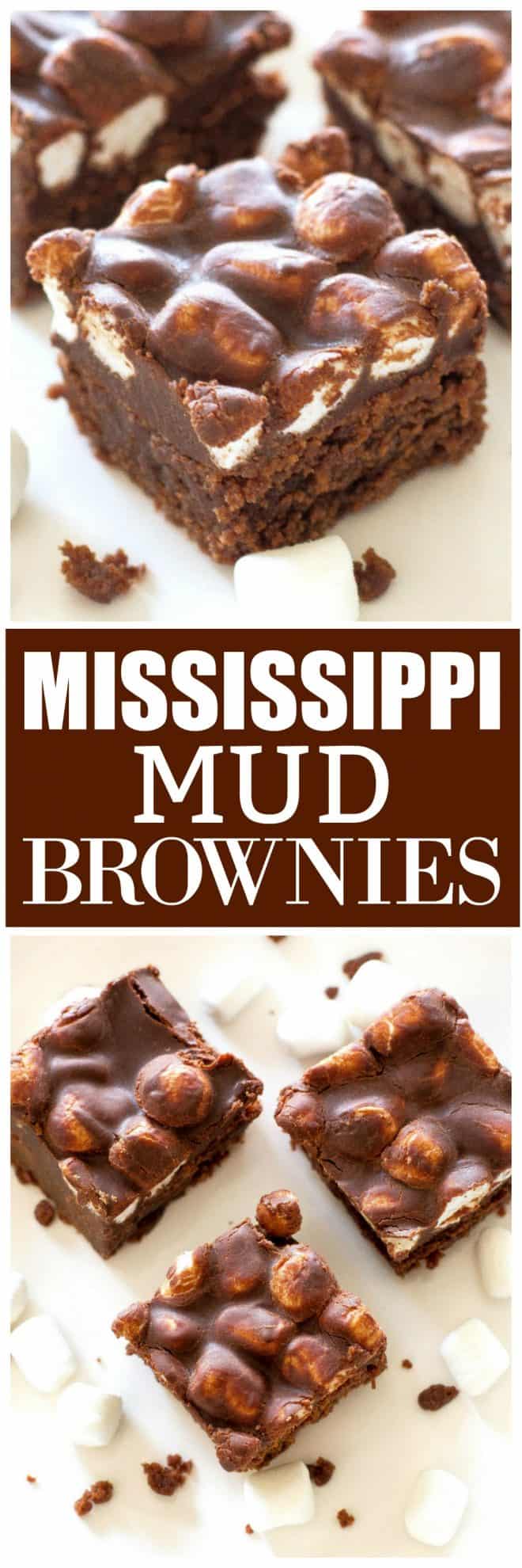 There are lots of recipes for Mississippi Mud Brownies out there but this one is perfection. Moist brownies topped with marshmallows and a rich chocolate ganache. #chocolate #mississippi #mud #brownies #dessert #recipe