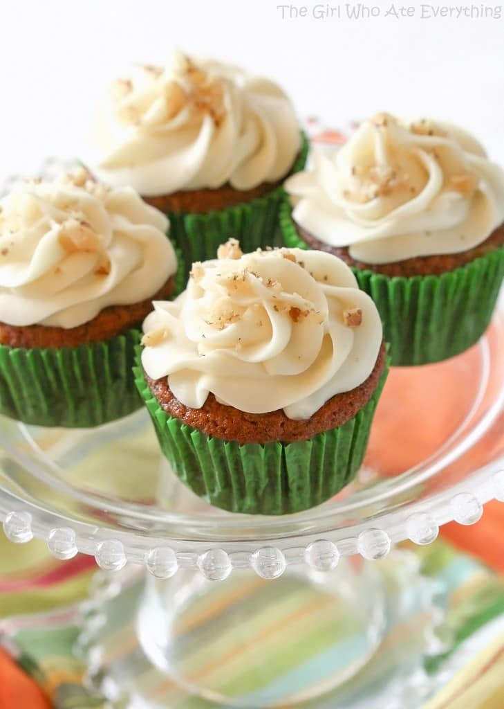 Carrot Cake Cupcakes with White Chocolate Cream Cheese Frosting - the-girl-who-ate-everything.com