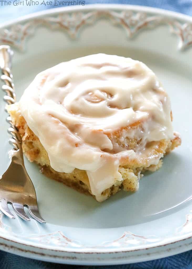 Soft Cinnamon Rolls - no-fail cinnamon rolls that are so soft and covered with cream cheese frosting. the-girl-who-ate-everything.com