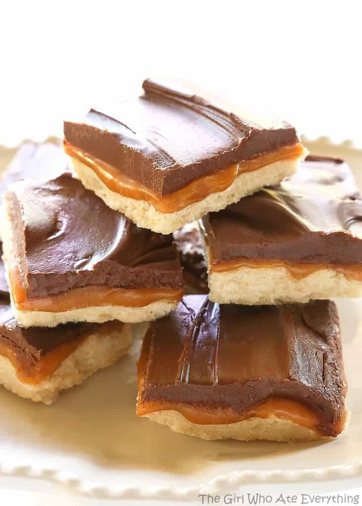 Homemade Twix Bars - A shortbread crust topped with caramel and chocolate. the-girl-who-ate-everything.com