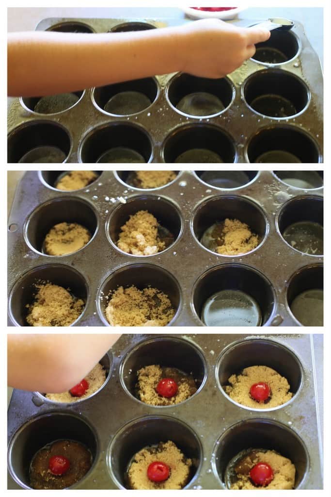 Pineapple Upside Down Cupcakes - a mini version of your favorite cake with butter, brown sugar, pineapple, and a cherry on top! the-girl-who-ate-everything.com