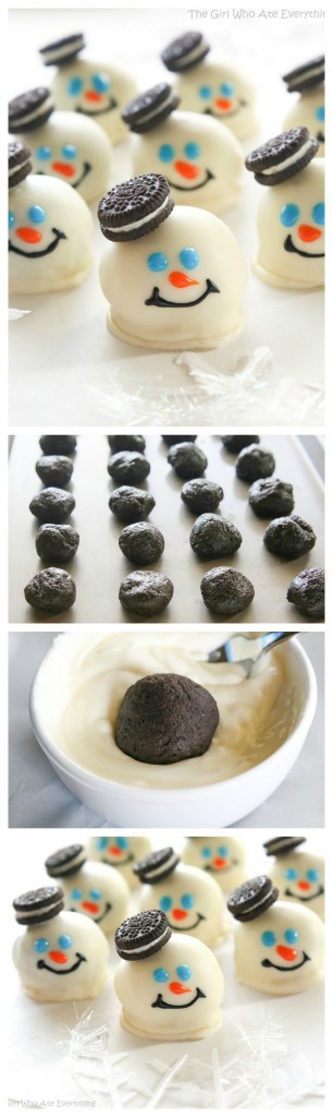 Most people know these as Oreo Truffles but whatever you call them, these Melted Snowmen Oreos Balls are a dessert recipe that is always a hit. #christmas #dessert #truffles #melted #oreo #snowmen