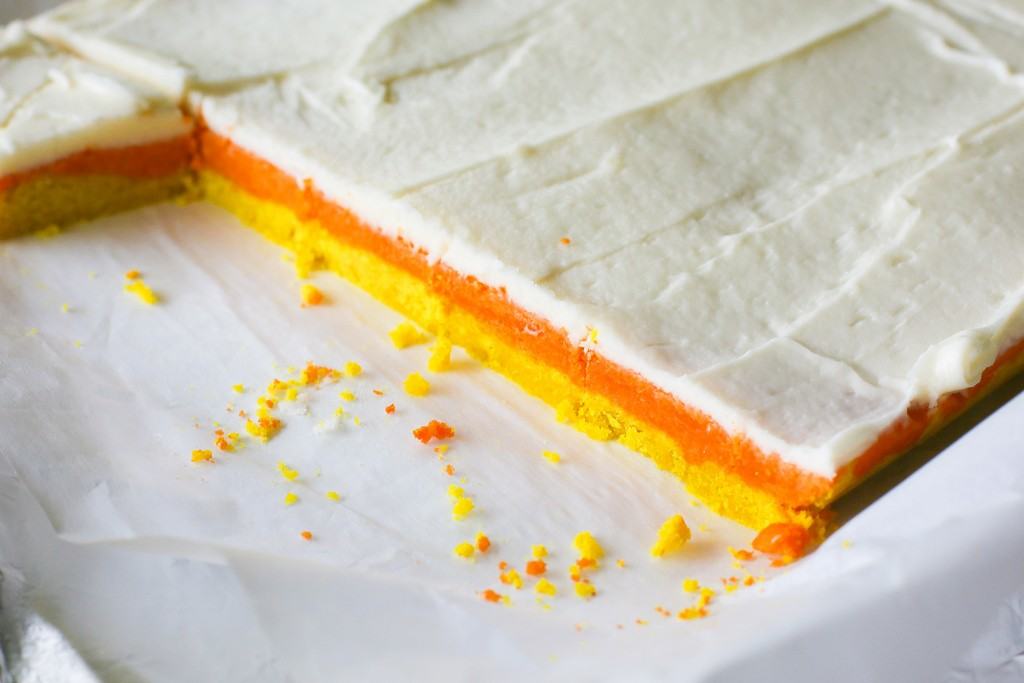 Candy Corn Sugar Cookies - they don't taste like candy corns but look like the cute treat! the-girl-who-ate-everything.com