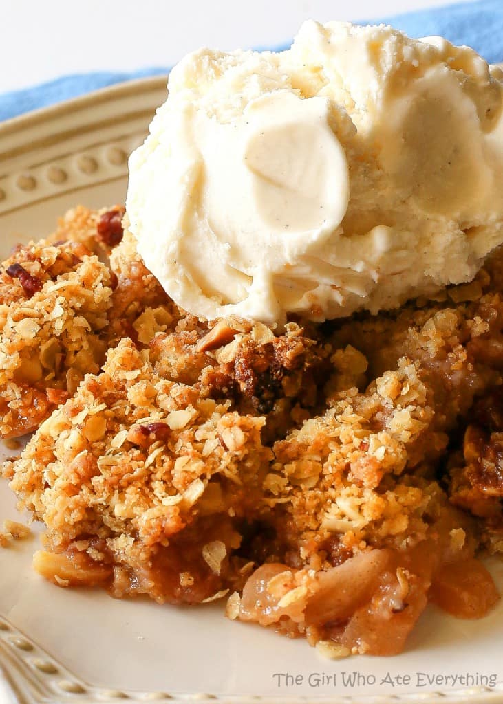 Butterscotch Apple Pecan Cobbler - this is divine!! A nice twist on your classic apple cobbler and the butterscotch gives it a little special something. the-girl-who-ate-everything.com