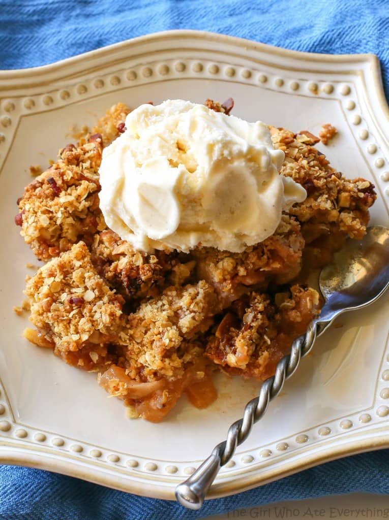 Butterscotch Apple Pecan Cobbler - this is divine!! A nice twist on your classic apple cobbler and the butterscotch gives it a little special something. the-girl-who-ate-everything.com