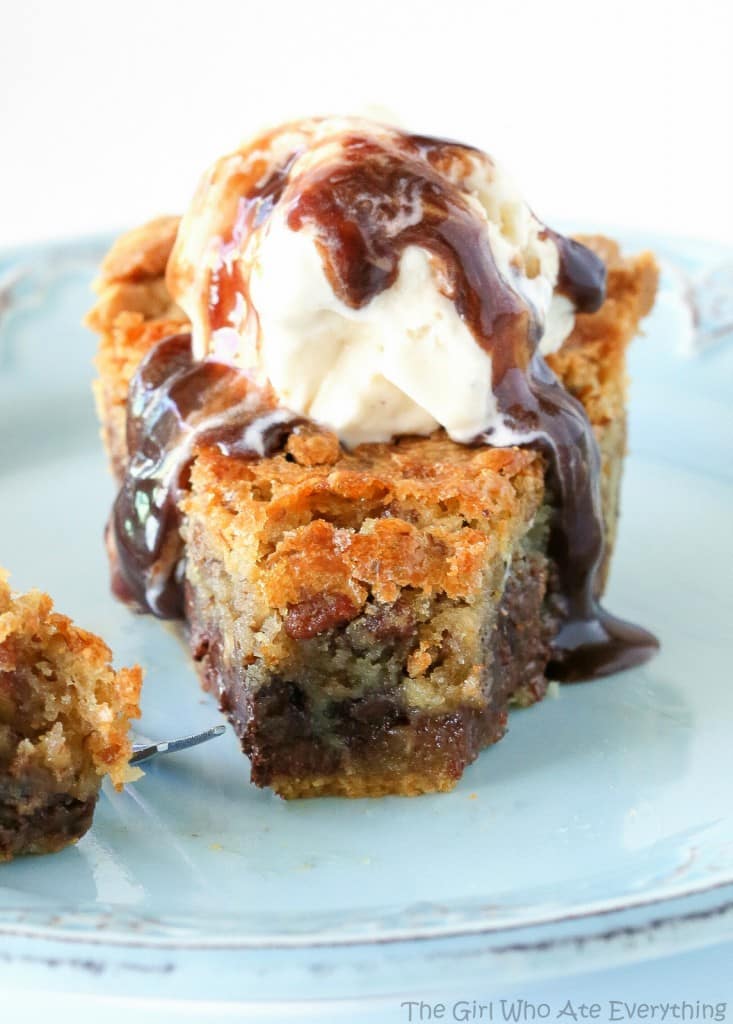 Chocolate Chip Pie - one of our favorite pies ever. Basically a chocolate chip cookie in a pie. So good! the-girl-who-ate-everything.com