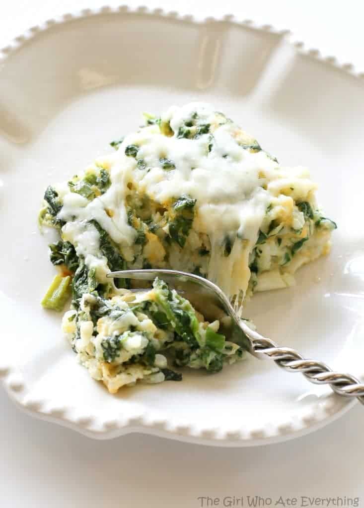 Spinach Parmesan Rice Bake - a cheesy side dish with spinach, cheese, and rice. the-girl-who-ate-everything.com