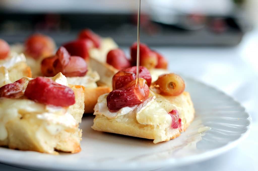 roasted grape and brie crostini