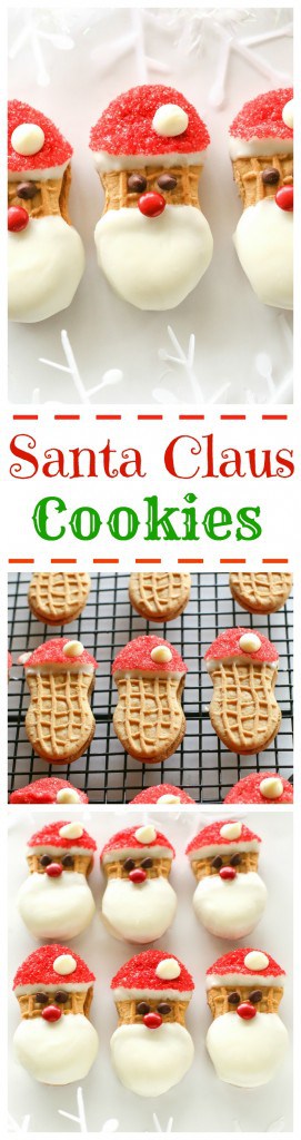 Santa Claus Cookies - easy Nutter Butter based cookies to make with your kids that are fancy enough to give to your friends. #christmas #cookies #santa #claus #recipe