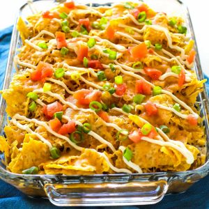Nacho Pot Pie - a taco flavored filling of black beans and corn topped with a crushed tortilla chip crust. the-girl-who-ate-everything.com