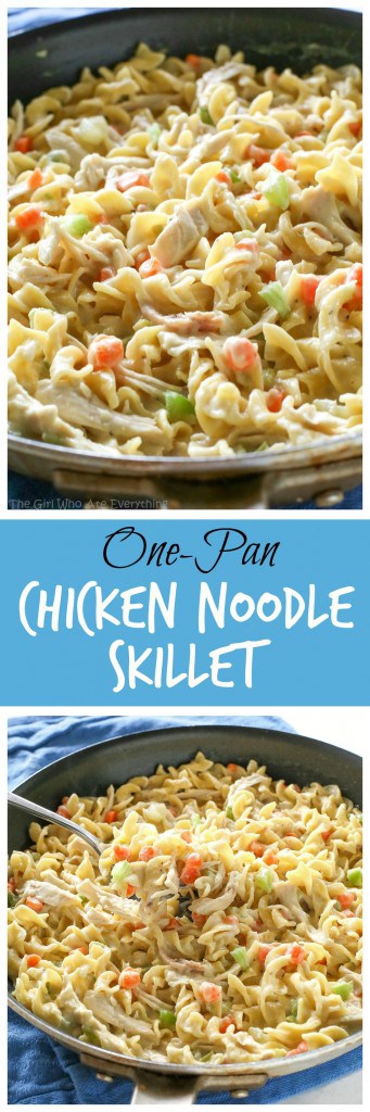 Creamy Chicken Noodle Skillet - dinner in under 20 minutes! #creamy #chicken #noodle #skillet #onepan #dinner