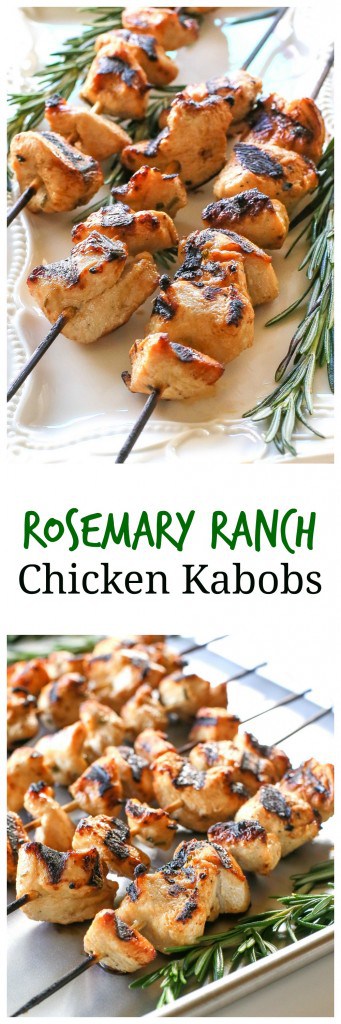 Rosemary Ranch Chicken Kabobs - light, easy, and delicious! #chicken #grilled #dinner #recipe