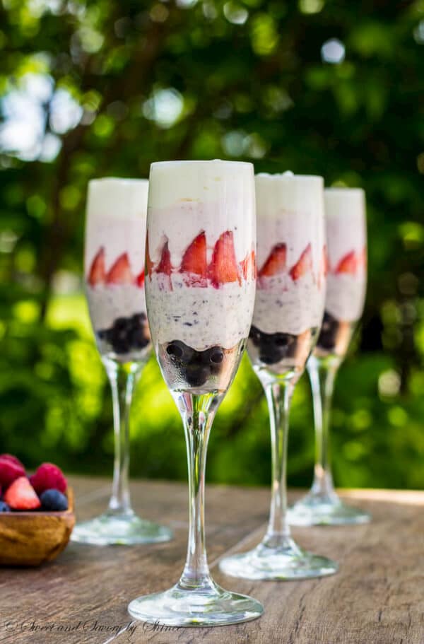 Red, Blue and White Chocolate Mousse - Sweet and Savory