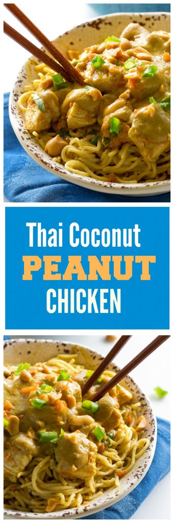 Thai Coconut Peanut Chicken - a Thai inspired chicken dish served over pasta. the-girl-who-ate-everything.com