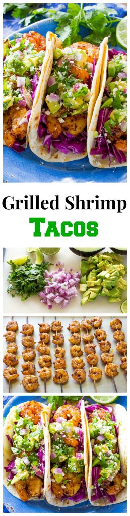 These Grilled Shrimp Tacos with Avocado Salsa are light and refreshing! #shrimp #tacos #mexican #healthy #dinner
