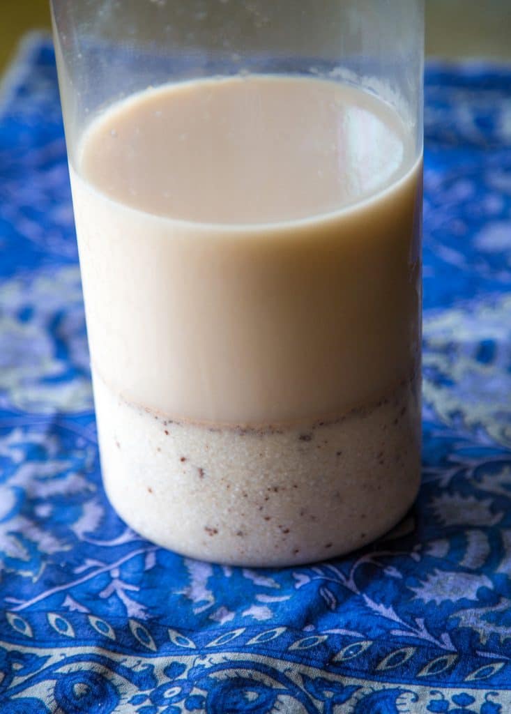 rice soaking in water
