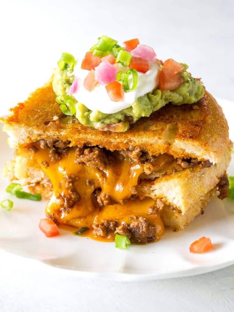 Taco Grilled Cheese - the ultimate indulgence for adults and kids. the-girl-who-ate-everything.com