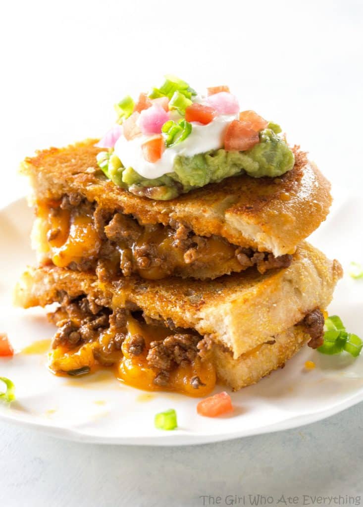Taco Grilled Cheese - the ultimate indulgence for adults and kids. the-girl-who-ate-everything.com