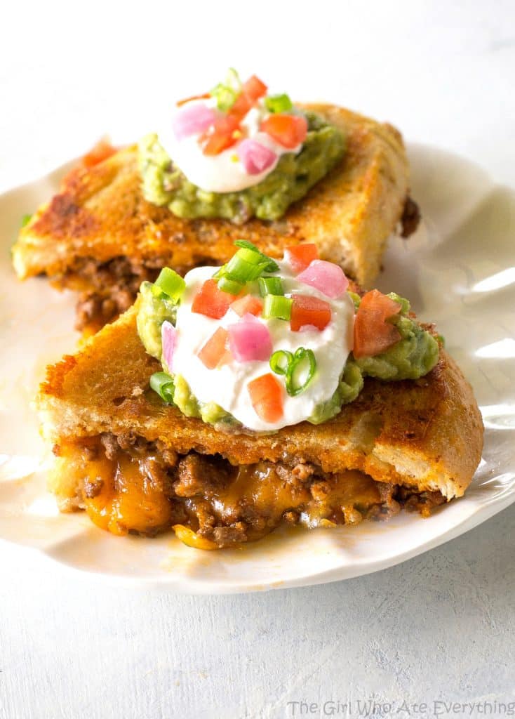 Taco Grilled Cheese - the ultimate indulgence for adults and kids. the-girl-who-ate-everything.com