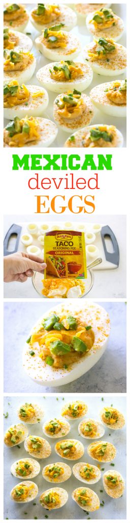 These Mexican Deviled Eggs are a spicy twist on your classic deviled eggs. #mexican #deviled #eggs #recipe #appetizer