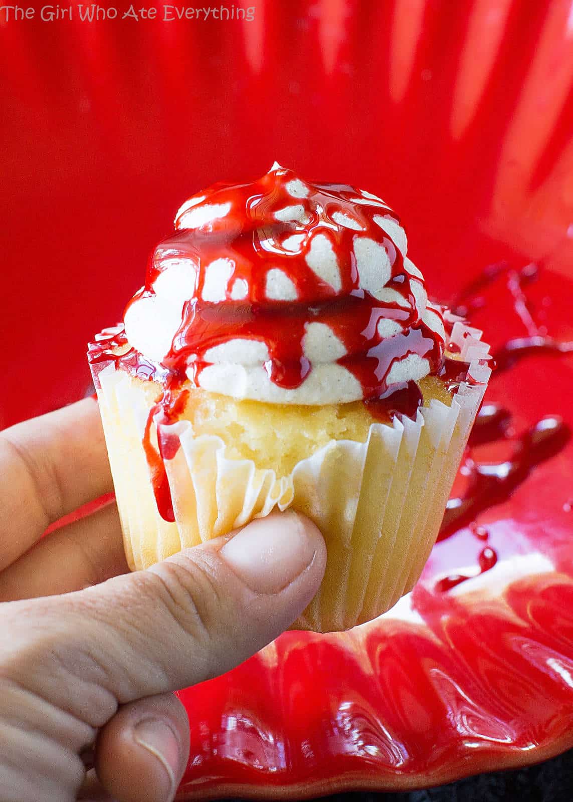 Edible Blood - drizzle it on cupcakes, cakes, donuts,...you name it! the-girl-who-ate-everything.com