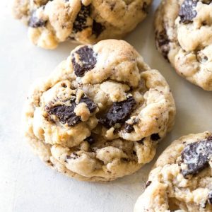 Cream Cheese Cookies 'n Cream Cookies - the softest, creamiest cookies that have chopped up Oreos throughout. Add some festive Oreos for Christmas. the-girl-who-ate-everything.com
