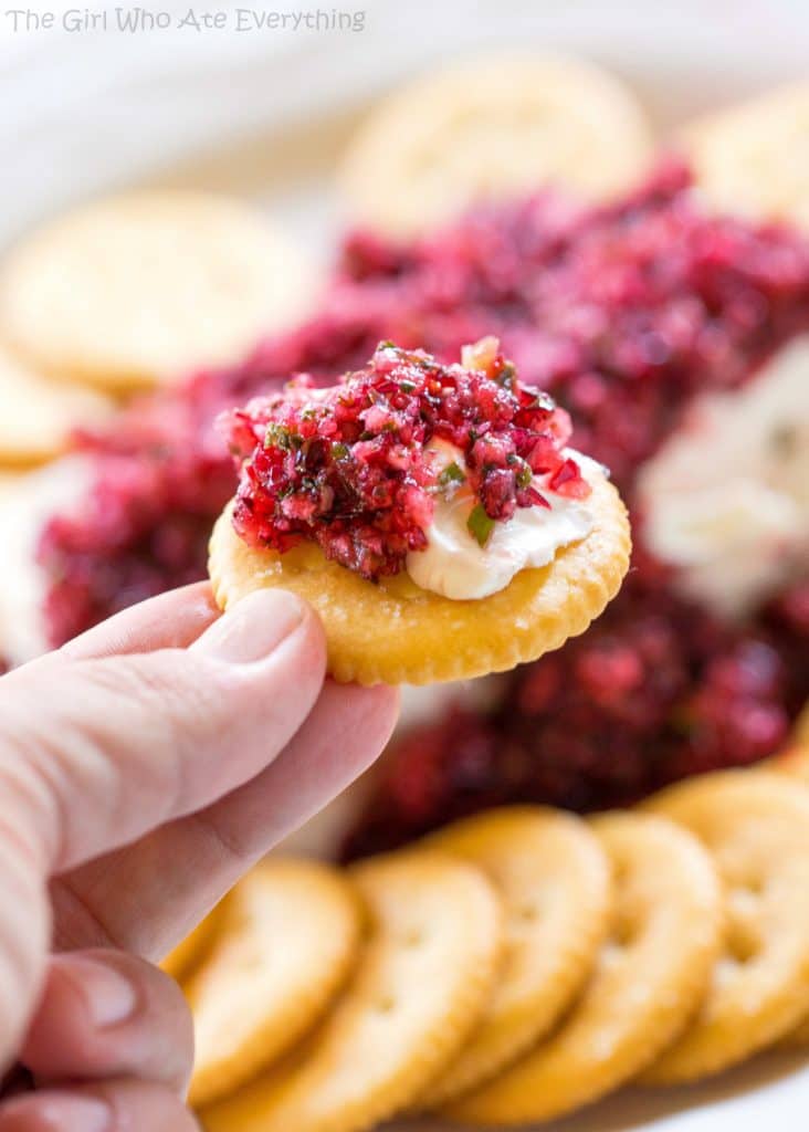 cracker with cranberry salsa