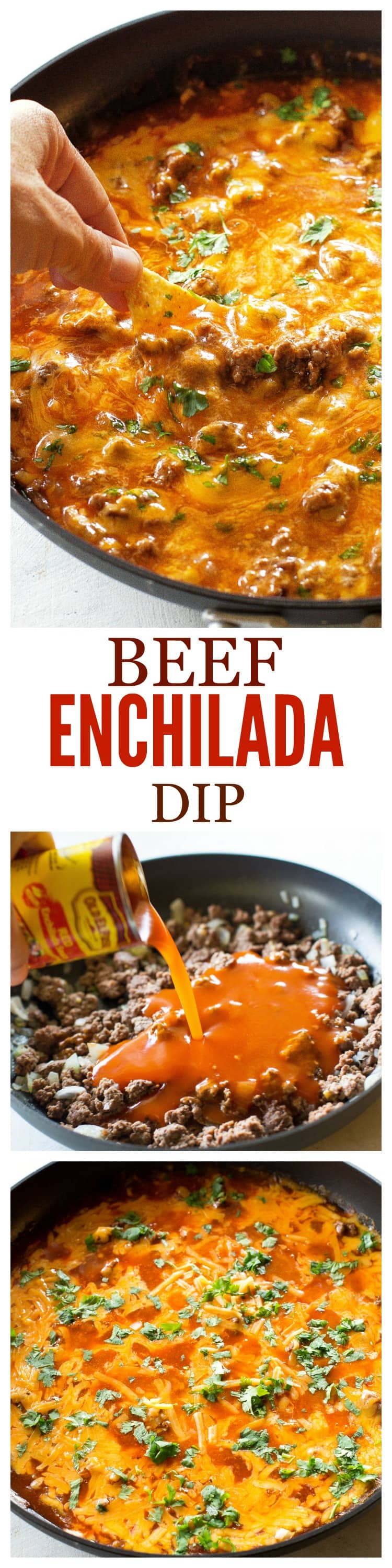 Beef Enchilada Dip - so easy! Always a crowd pleaser! #cincodemayo #beef #appetizer #mexican