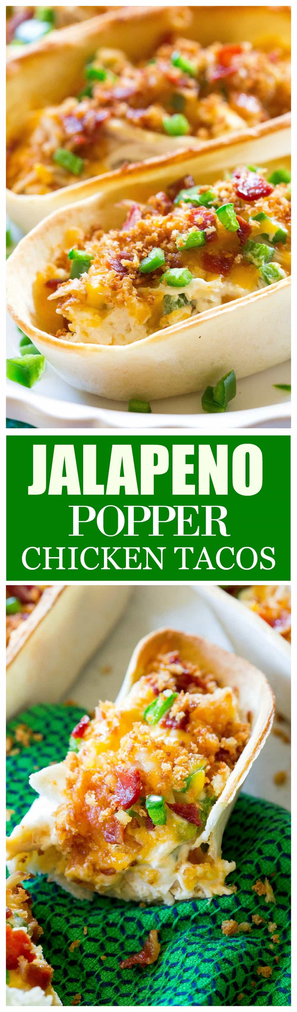 Jalapeno Popper Chicken Tacos - so good! Creamy, a little spicy, and with crunchy Panko topping on top! #jalapeno #popper #chicken #tacos #recipe #dinner #mexican