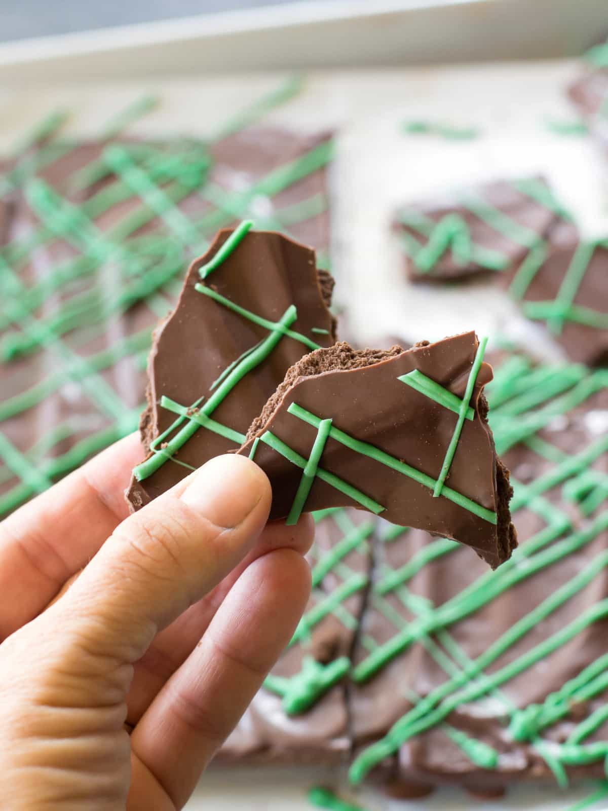 This Chocolate Mint Bark tastes just like your favorite cookie but can be made in your own kitchen! the-girl-who-ate-everything.com