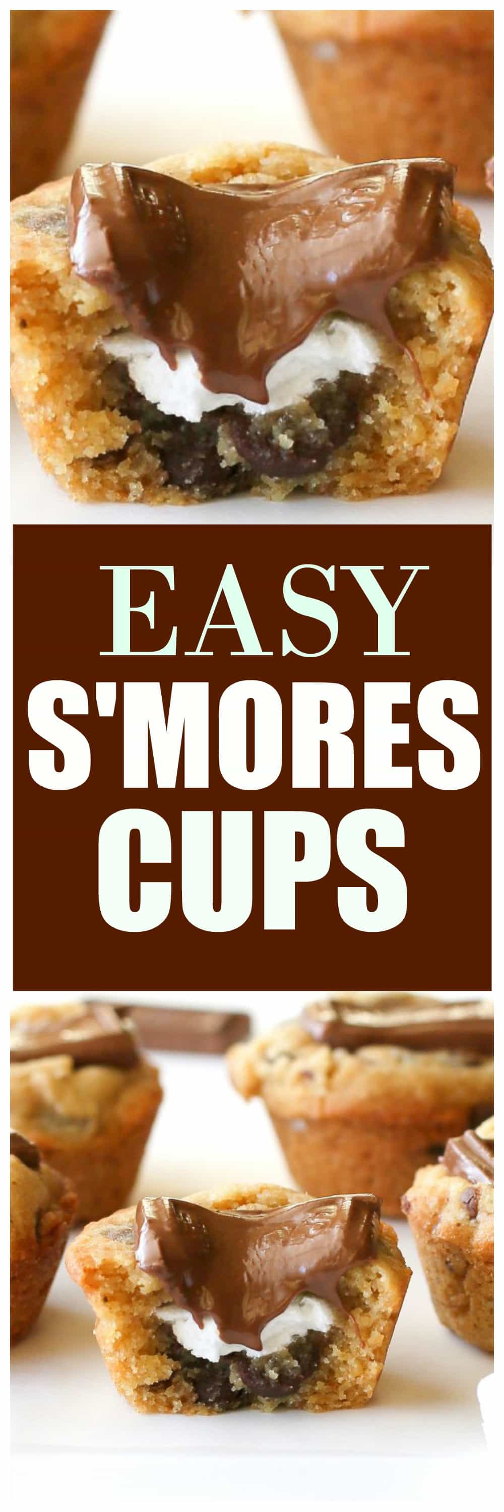 S'mores Cups - bite sized graham cracker cookie cups filled with chocolate and marshmallow fluff. #smores #cups #dessert #chocolate #recipe