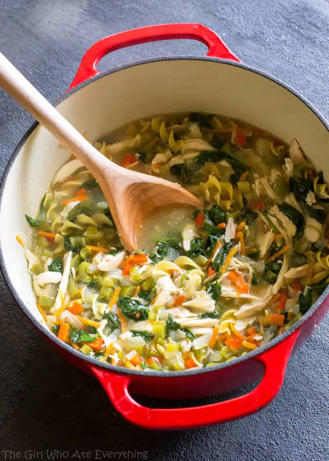 Healthy Vegetable Chicken Soup - this soup is FULL of veggies and great to detox when you need to eat healthy! the-girl-who-ate-everything.com
