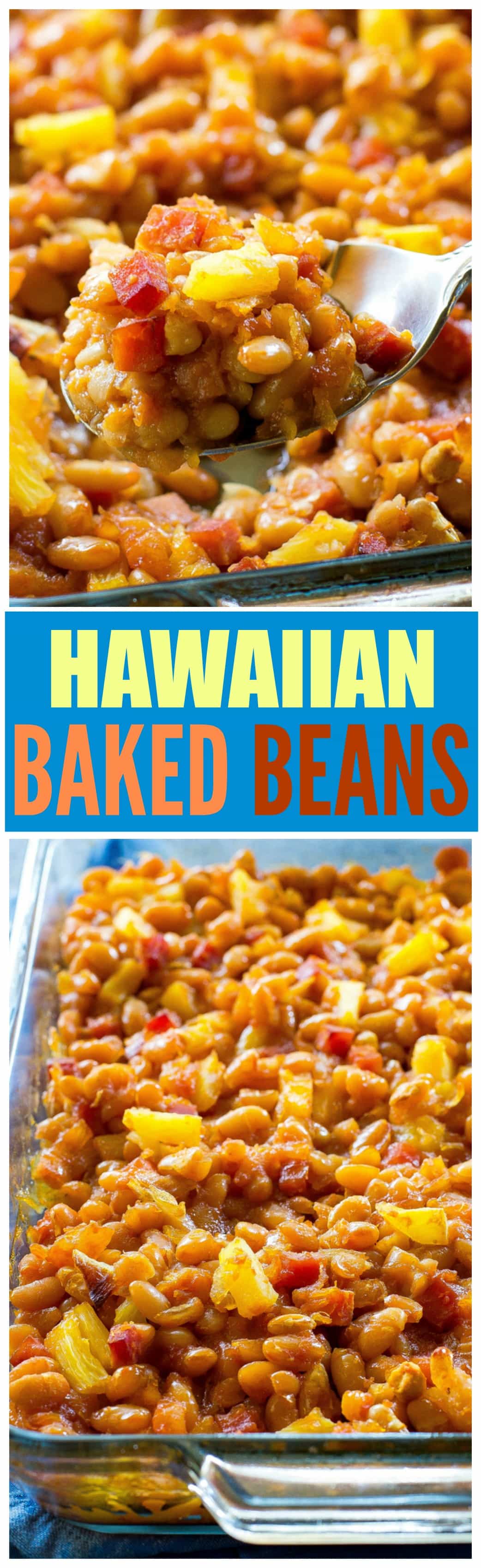 Hawaiian Baked Beans - sweet and salty with bits of ham throughout!. A great side for luaus or BBQs. the-girl-who-ate-everything.com