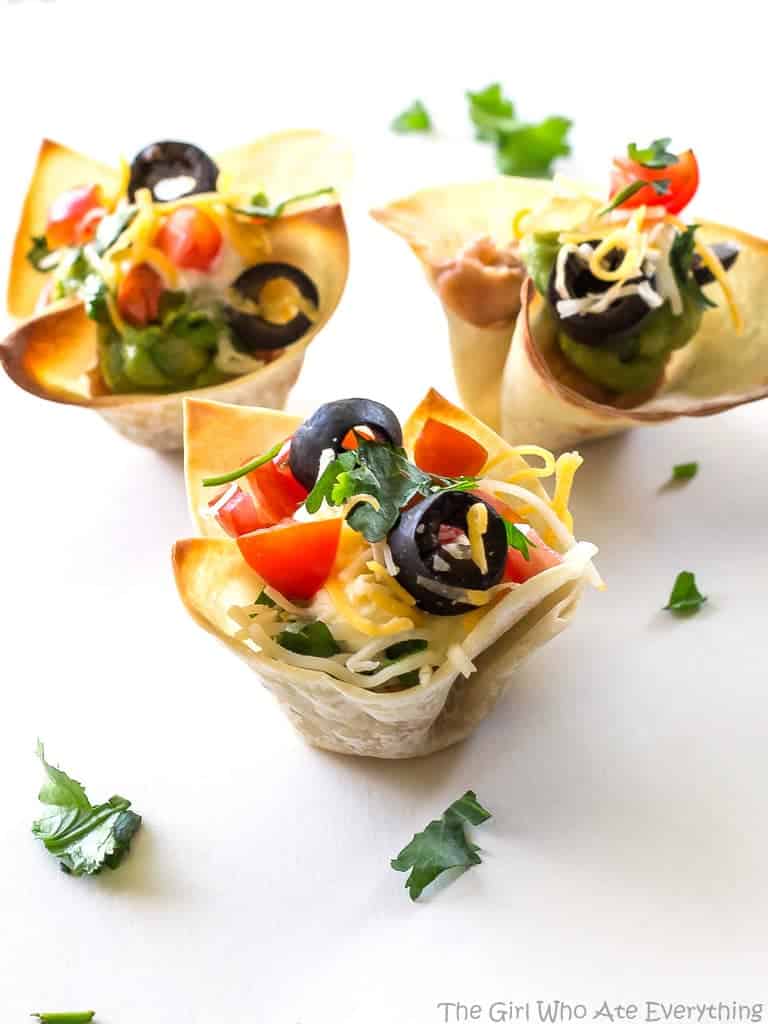 Chip n' Dips - Delicious bean dip and the chip all in one convenient package. A great bite sized appetizer. the-girl-who-ate-everything.com