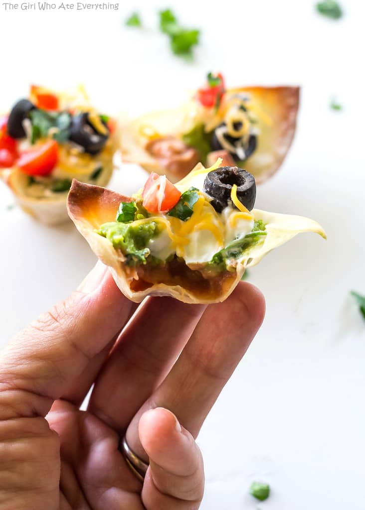 Chip n' Dips - Delicious bean dip and the chip all in one convenient package. A great bite sized appetizer. the-girl-who-ate-everything.com