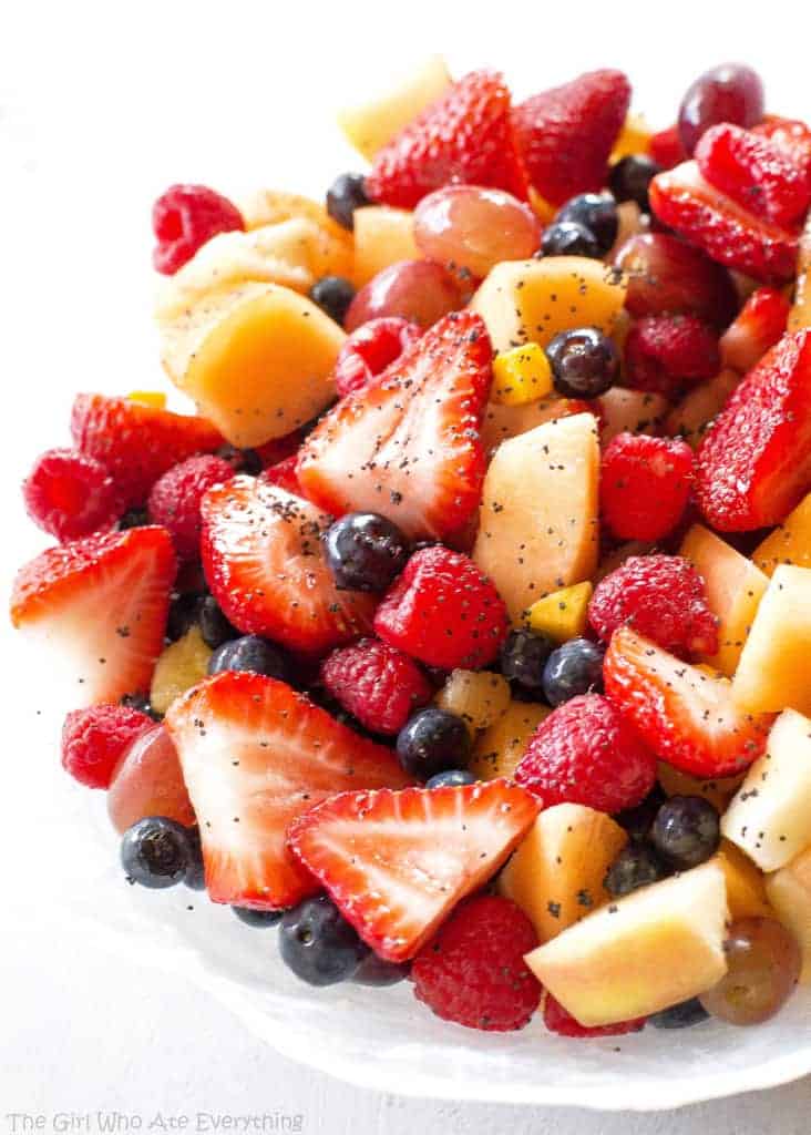 Poppy Seed Fruit Salad - sweet with a bright citrus flavor and a little bit of ginger. the-girl-who-ate-everything.com