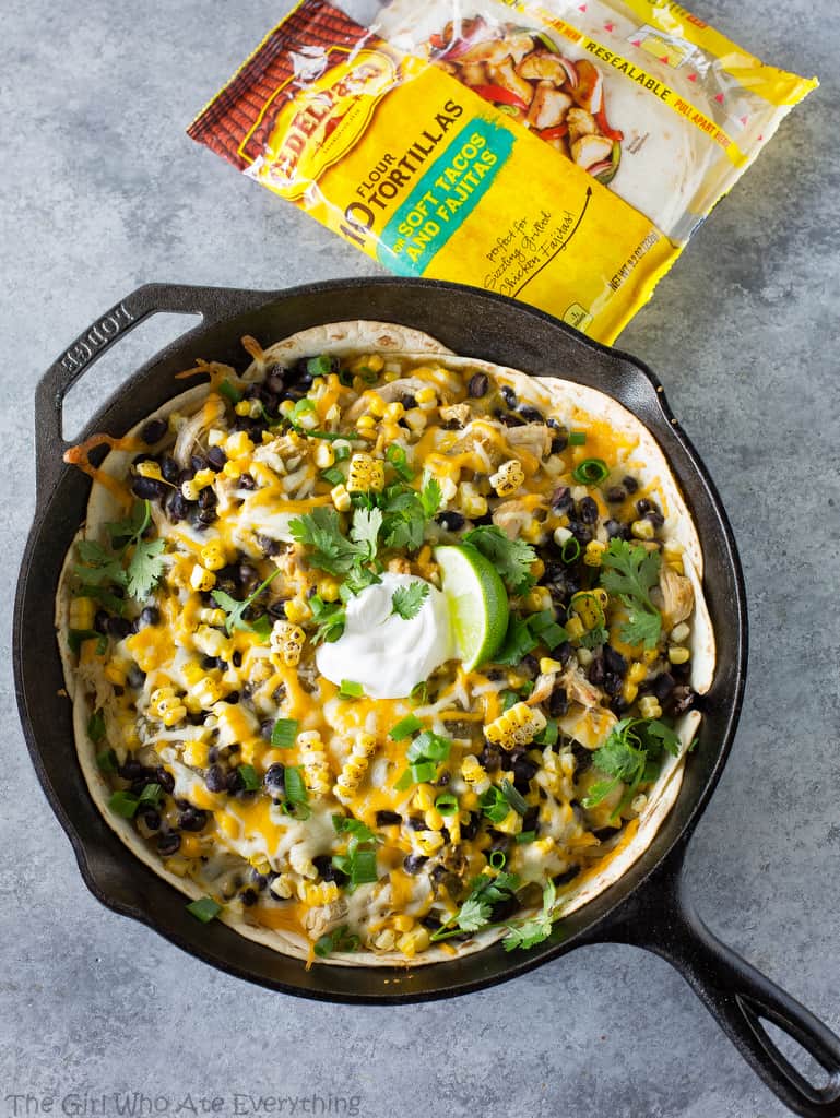 One-Pan Chicken Tortilla Bake - a spicy Mexican dinner with only 7 ingredients. the-girl-who-ate-everything.com