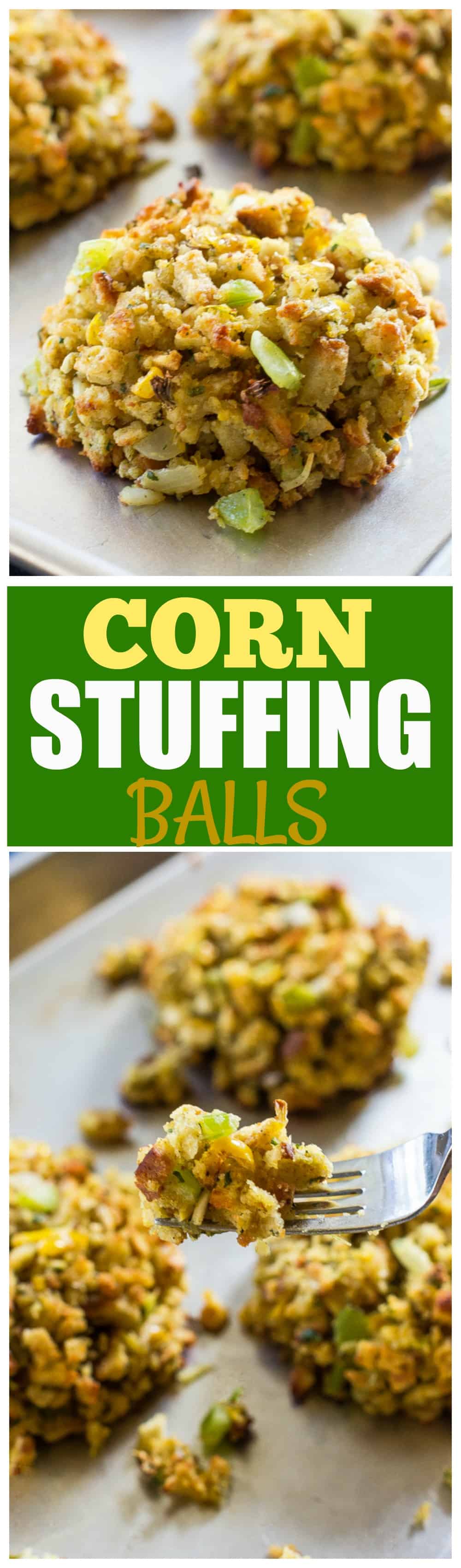 Imagine stuffing in the form of an individually portioned ball. That's what these Corn Stuffing Balls are! #thanksgiving #corn #stuffing #balls