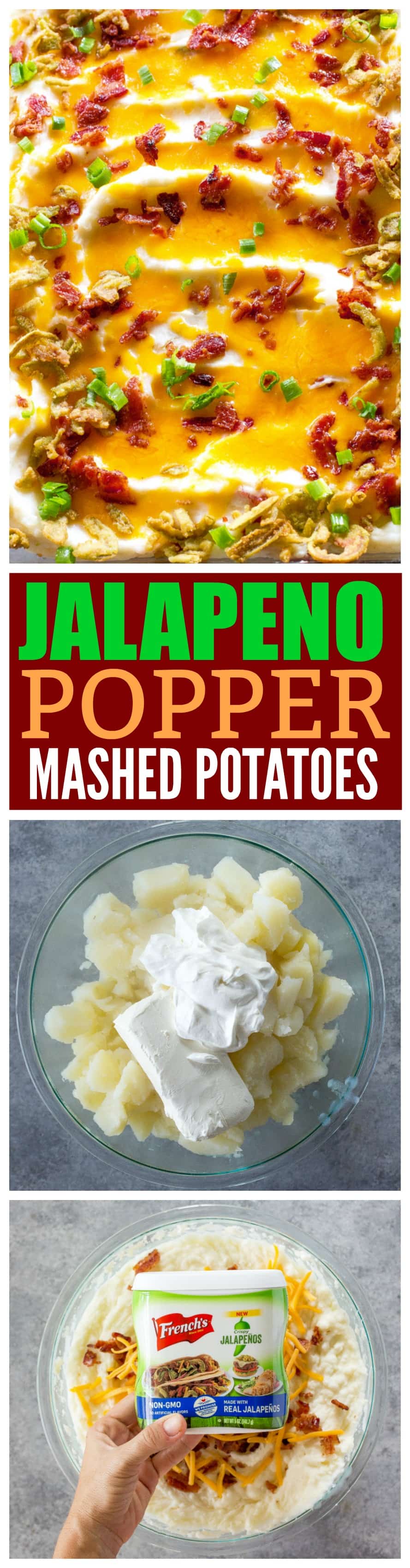 These Jalapeno Popper Mashed Potatoes are the perfect side for the Ultimate Friendsgiving. #ad #thanksgiving @French's