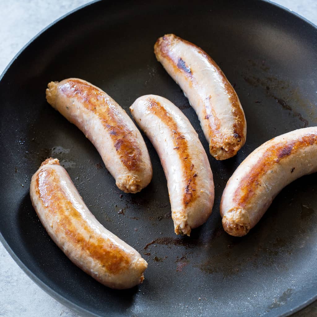 sausages in a pan