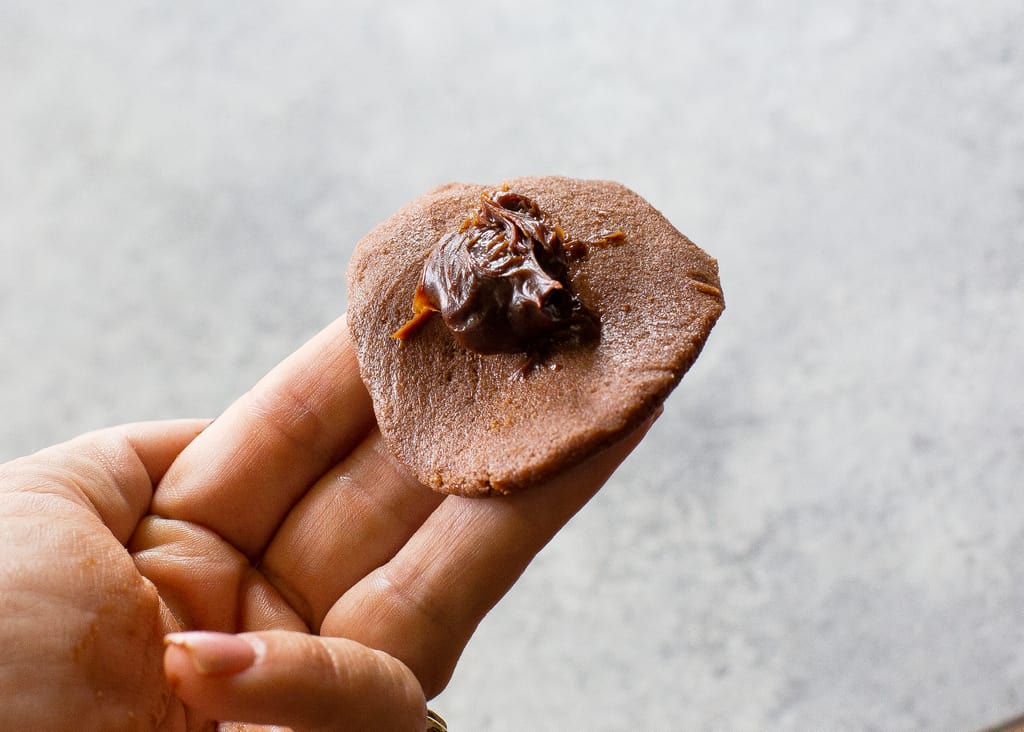Molten Lava Cookie dough with fudge in center