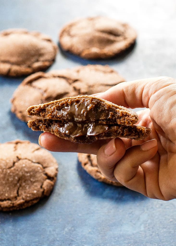 Molten Lava Cookies in a hand