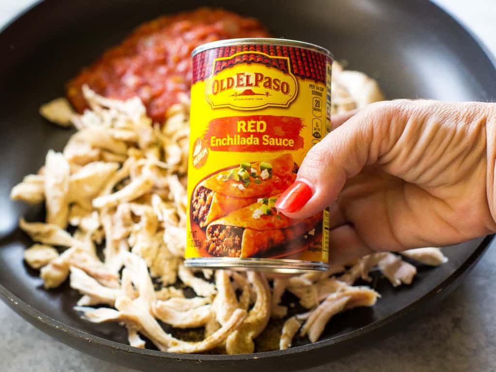 One Pan Chicken Enchilada Skillet enchilada sauce